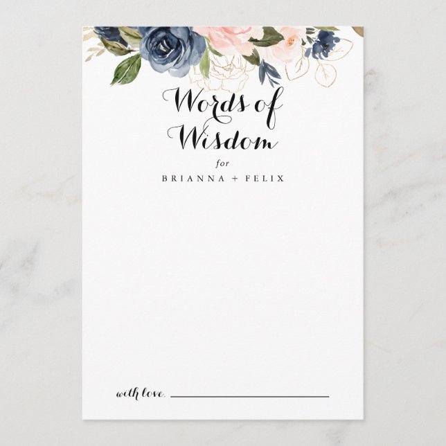 Carte Conseil Élégant hiver Floral Mariage Paroles de sagesse (Devant)