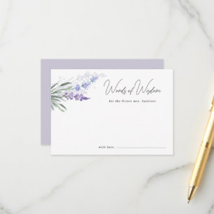 Carte Conseil Élégant Lavender Mots de la sagesse Fête des marié