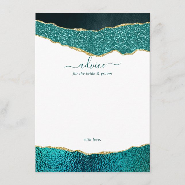 Carte Conseil Élégant Mariage d'âge Turquoise & Or (Devant)