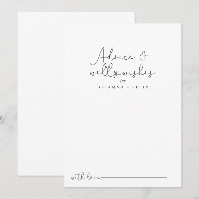 Carte Conseil Elégant Mariage de calligraphie simple (Devant / Derrière)