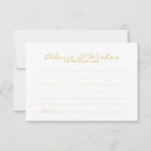 Carte Conseil Elegant Mariage de script or Conseils et Wish Card