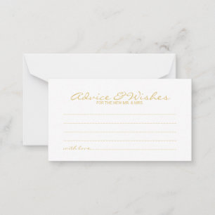 Carte Conseil Elegant Mariage de script or Conseils et Wish Card