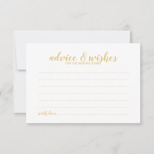Carte Conseil Elegant Mariage de script or Conseils et Wish Card