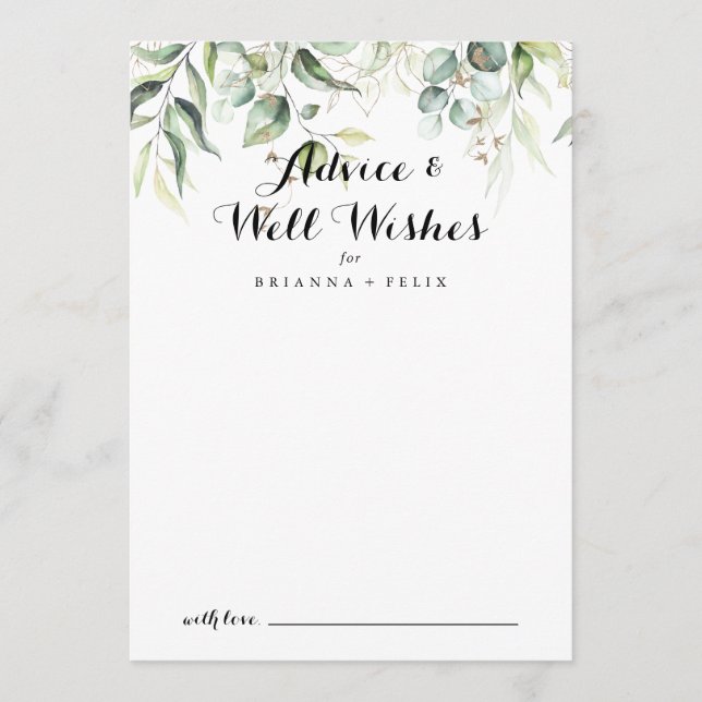 Carte Conseil Elégant or verdure Mariage bien vouloir (Devant)