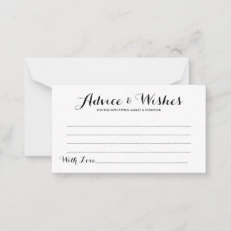 Carte Conseil Élégant Script Simple Mariage Conseils & Wish Card