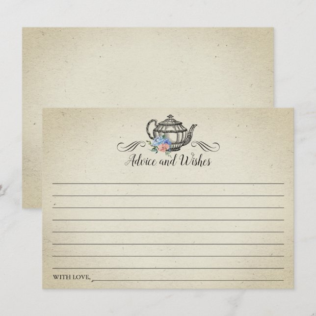 Carte Conseil Elégante Tea Party Vintage (Devant / Derrière)