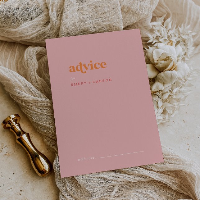 Carte Conseil Été rétro | Mariage rose et orange (Créateur téléchargé)