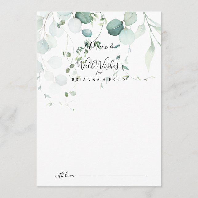 Carte Conseil Été Vert Eucalyptus Leaf Mariage bien souhaits (Devant)
