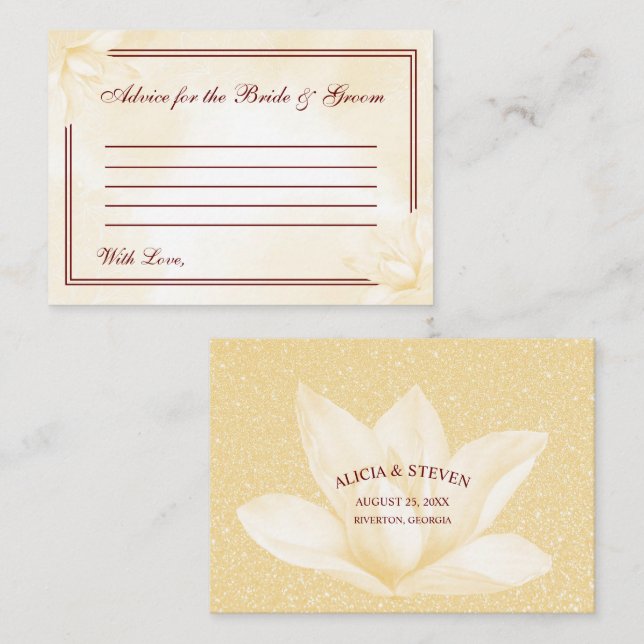 Carte Conseil Ethereal Champagne Magnolia, Mariage (Devant / Derrière)
