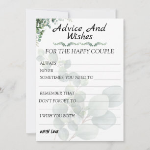 Carte Conseil Eucalyptus Mariage moderne Conseils et souhaits