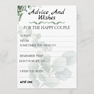 Carte Conseil Eucalyptus Modern  Wedding Advice and Wishes