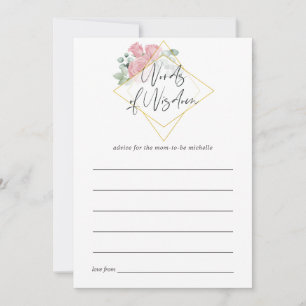 Carte Conseil Eucalyptus Rose Baby shower géométrique Maman Cons