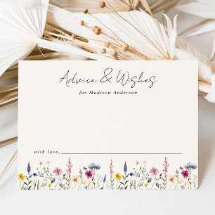 Carte Conseil Fête de Bébé Crème Élégante Prairie de Fleurs Sauv
