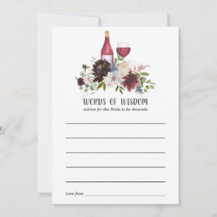 Carte Conseil Fête des mariées de dégustation de vins roses et b