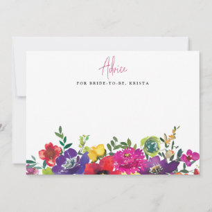 Carte Conseil Fête des mariées de fleurs colorées en gras