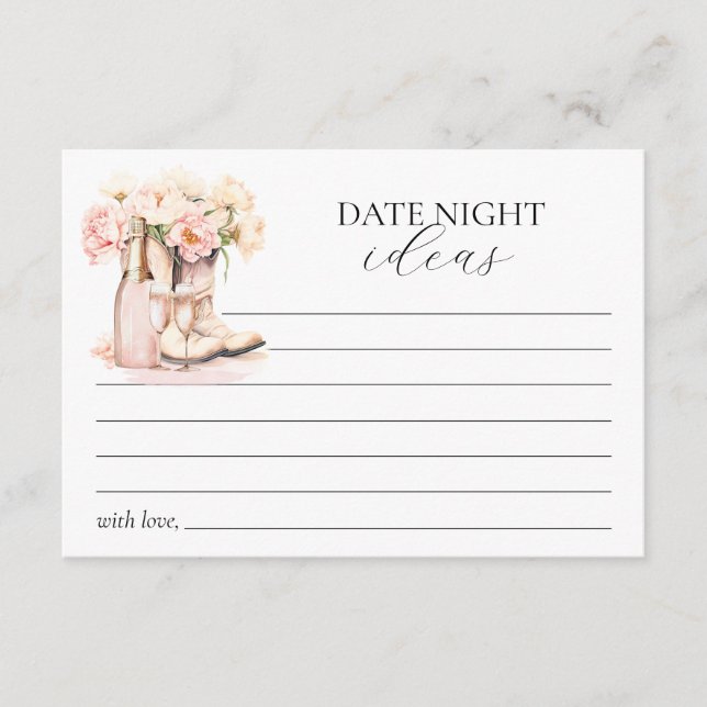 Carte Conseil Fête des mariées de la fille Boots Date Nuit Idées (Devant)