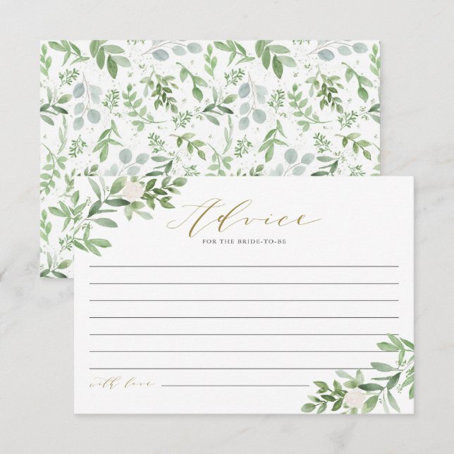 Carte Conseil Fête des mariées de verdure et de fleurs blanches (Devant / Derrière)