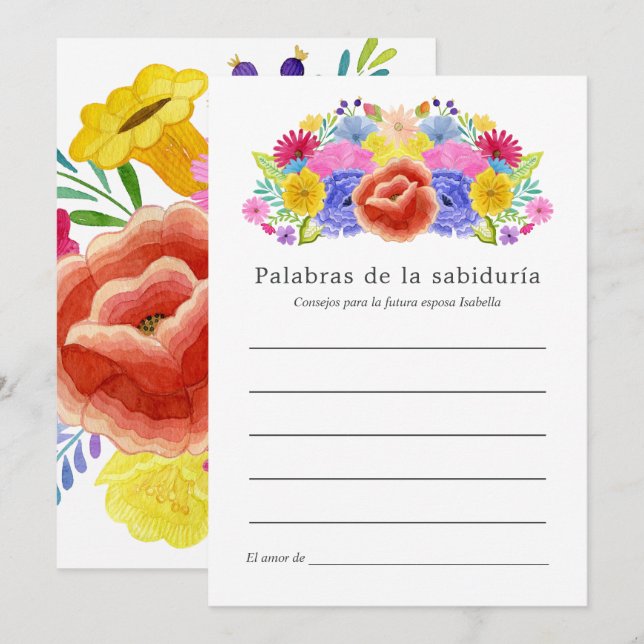 Carte Conseil Fête des mariées Florale espagnole Fiesta (Devant / Derrière)