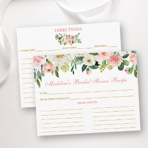 Carte Conseil Fête des mariées Rose blanc Floral Gold Recette