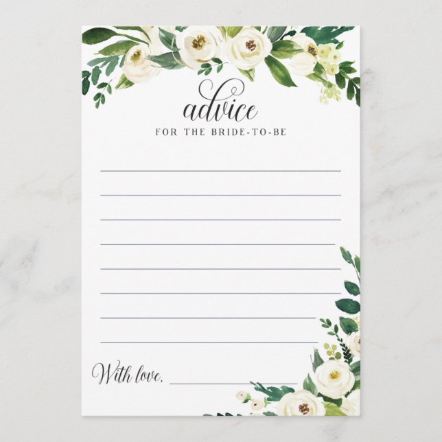 Carte conseil Fête des mariées verte pour mariée à (Devant)