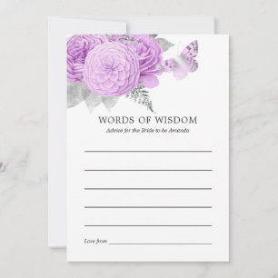 Carte Conseil Fête des mariées Vintage florale violette et argen