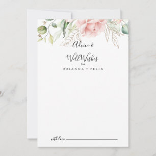 Carte Conseil Feuillage vert or Mariage Floral