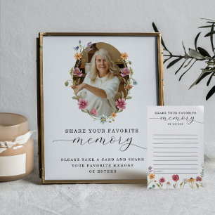 Carte Conseil Fleur sauvage Funeral Partager un panneau mémoire