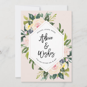 Carte Conseil Floral Blush écrit à la main Conseils et souhaits 