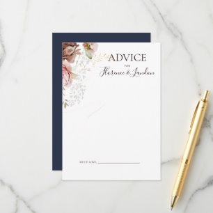 Carte Conseil Floral flush moderne   Mariage de marine