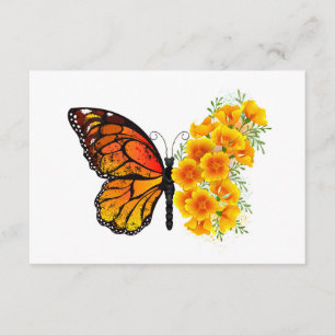 Carte Conseil Flower Butterfly with Yellow California Poppy