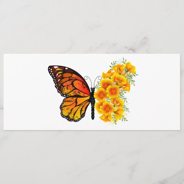 Carte Conseil Flower Butterfly with Yellow California Poppy (Devant)