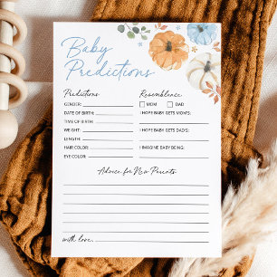 Carte Conseil Garçon de la citrouille bleue Baby Shower Prédicti