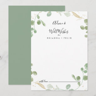 Carte Conseil Gold Confetti Eucalyptus Mariage bien souhaits