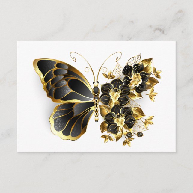 Carte Conseil Gold flower Butterfly with Black Orchid (Devant)
