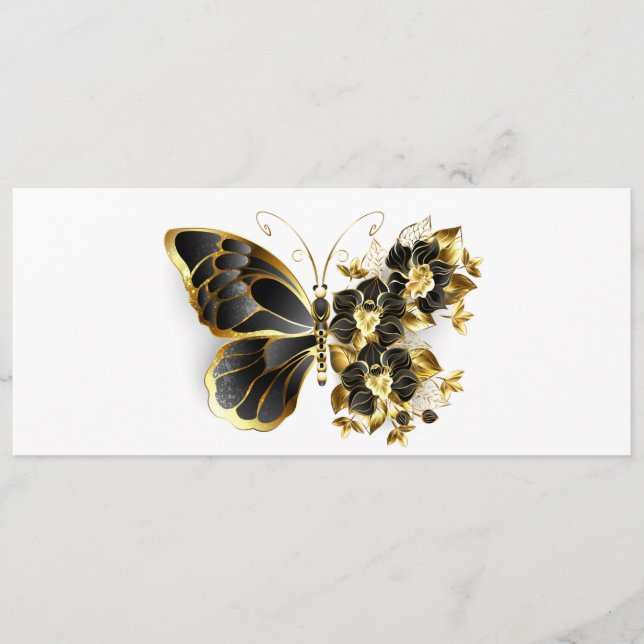 Carte Conseil Gold flower Butterfly with Black Orchid (Devant)
