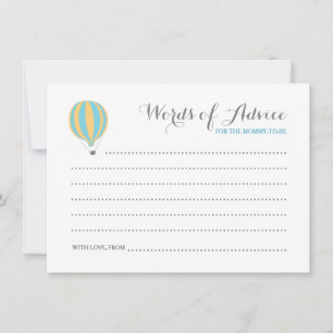 Carte Conseil Hot Air Blue Balloon Boy Words of Advice Cards