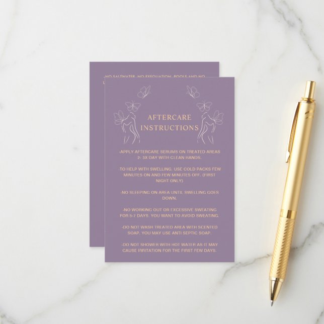 Carte Conseil Instructions de suivi Logo femmes Corps pourpre (Devant/Arrière en situation)