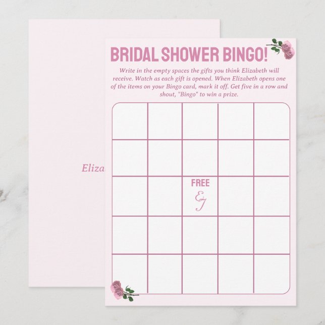 Carte Conseil Jeu de Bingo de Fête des mariées personnalisée (Devant / Derrière)