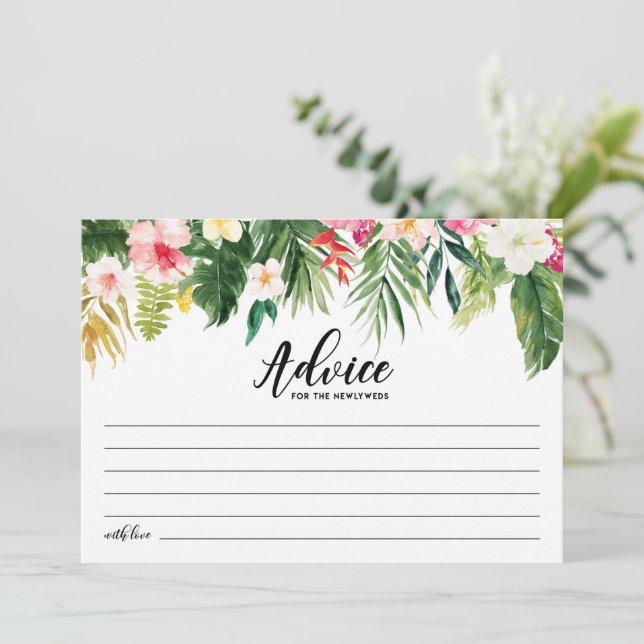 Carte Conseil Jeunes mariés de mariage aux fleurs tropicales à l (Debout devant)