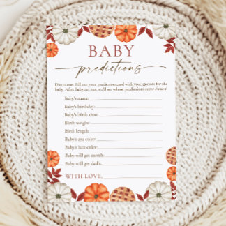 Carte Conseil Jeux de Prédictions pour Bébé Citrouille Baby Show