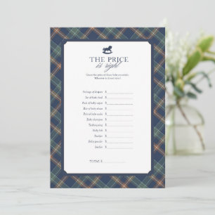 Carte Conseil Le jeu de baby shower The Price Is Right plaid mar