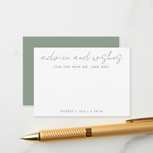 Carte Conseil Le nouveau M. + Mme Minimaliste Sage Green Mariage
