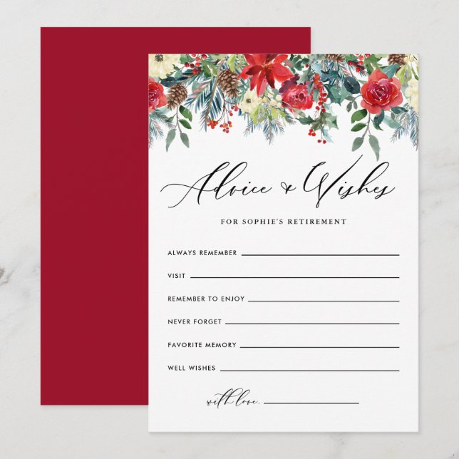 Carte Conseil Les fleurs d'hiver Garland Retraite bien souhaits (Devant / Derrière)