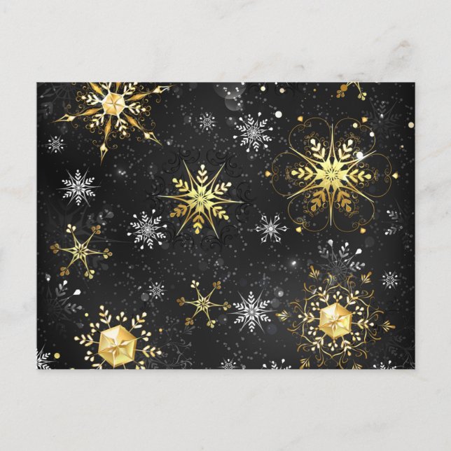Carte Conseil Les flocons dorés de Noël sur l'Arrière - plan noi (Devant)