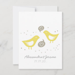 Carte Conseil les oiseaux jaunes qui parlent laissent une note