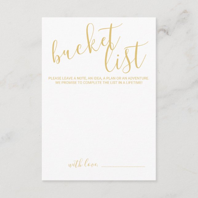 Carte Conseil Liste Mariage de script or moderne (Devant)