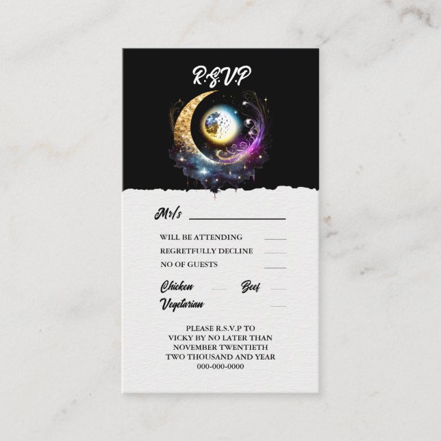 Carte Conseil Magenta noir céleste pleine lune élégant (Devant)