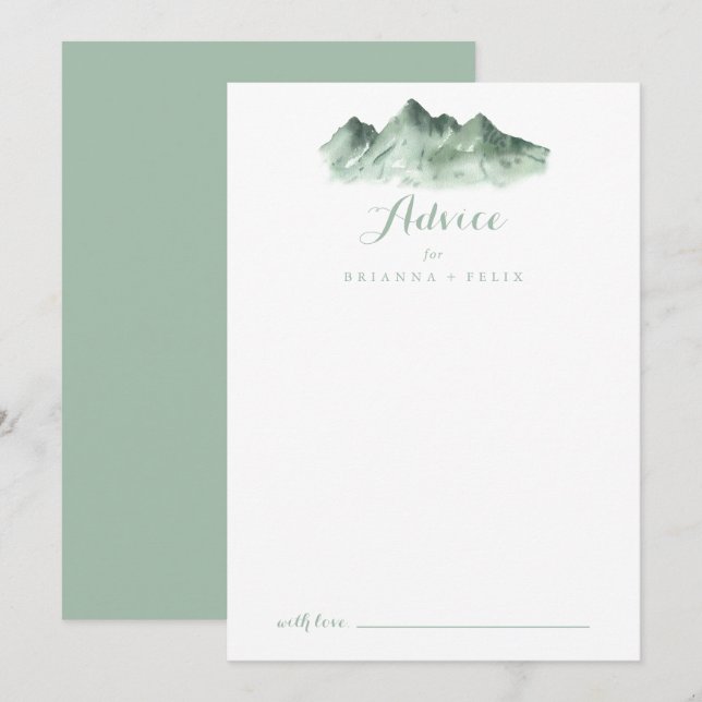 Carte conseil Mariage campagnard Green Mountain (Devant / Derrière)