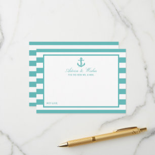 Carte Conseil Mariage d'Ancre de bande turquoise marine