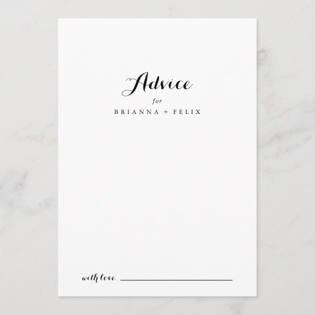 Carte Conseil Mariage de calligraphie moderne (Devant)